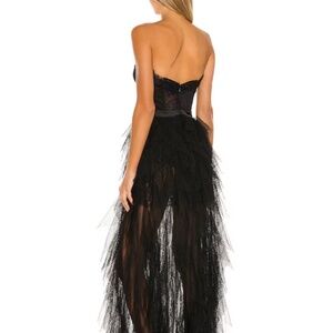 Elegant Black Lace High-Low Dress